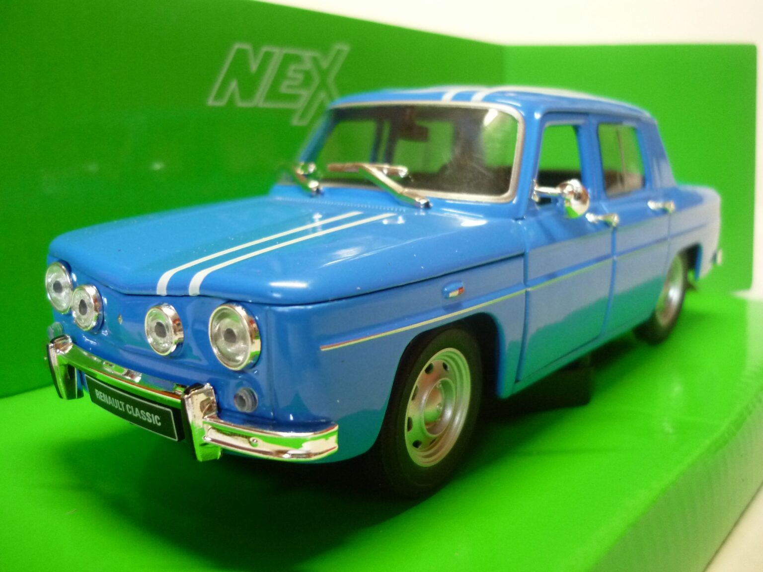Renault 8 R8 Gordini 1100 Azul/Blanco 1:24 – Coche de metal a escal