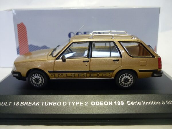 Odeon Voiture de Collection R18 Break Turbo D Type 2 Beige Métallisée 1/43 RENAULT18 Break Edition Limitée 504 PCS