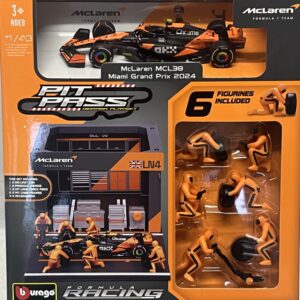 McLaren F1 MCL38 Norris Miami 2024 avec pit stop et mécaniciens Burago 1/43